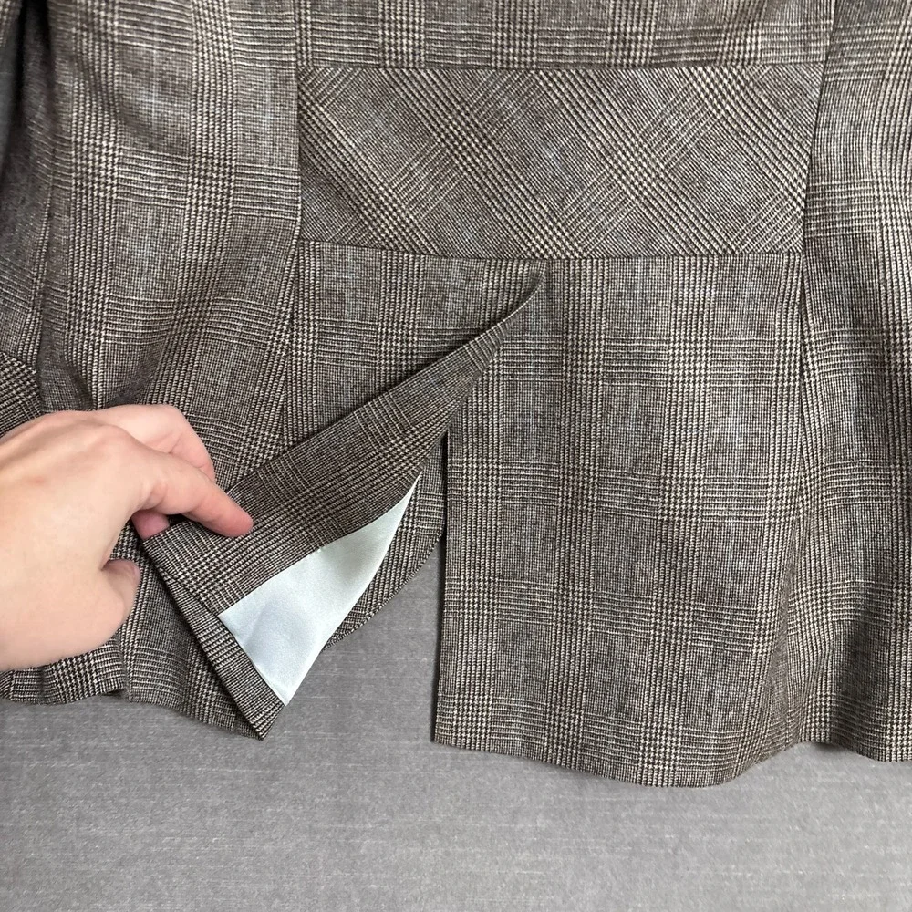 Vintage Banana Republic Blazer 4 Brown Plaid Wool Preppy Academia Career 90s y2k